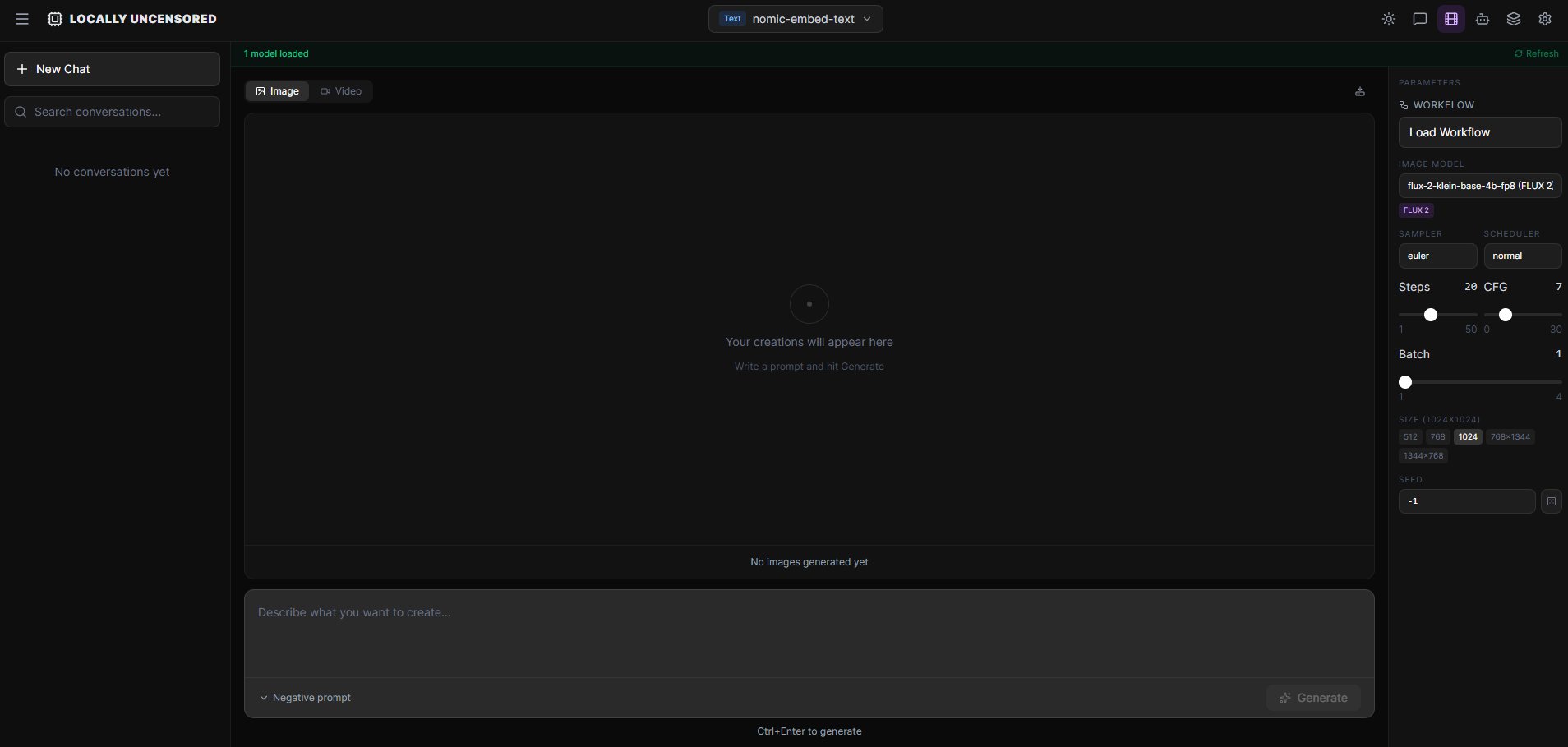 Locally Uncensored — Local AI image and video generation with ComfyUI backend, Stable Diffusion and Wan 2.1 support